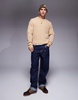 ASOS DESIGN knitted sweater with contrast rib in stone