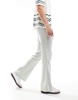 ASOS DESIGN smart high waist flared pants in sage green herringbone