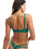 Ann Summers Caged Rose embroidered non padded balcony bra in green