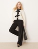 ASOS DESIGN teddy jacket with bow tie details in ecru