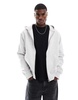 Jack & Jones oversized 400gsm heavyweight zip hoodie in light gray