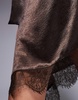 ASOS DESIGN asymmetric hem lace mini dress in bitter chocolate
