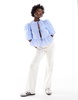 ASOS DESIGN cotton poplin tie front peplum blouse in stripe
