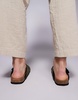 ASOS DESIGN two strap sandals in olive with cork soles