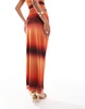 ASOS DESIGN mesh maxi skirt in sunset ombre print - part of a set