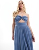Anaya bandeau tulle midi dress with cut out detail in blue