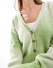 Brave Soul space dye cardigan in white & green
