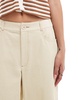 ASOS DESIGN cord cropped wide leg pants with contrast stitch in buttermilk