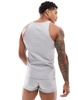 ASOS DESIGN rib tank top and trunk underwear set in gray heather