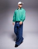 HUGO Blue neeler half zip sweatshirt in green