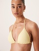 Stradivarius crinkle bikini top in yellow