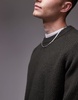 ARKET textured knitted rib sweater with raglan sleeves in khaki green