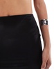 ASOS DESIGN stretch satin maxi skirt with sheer mesh hem in black - part of a set