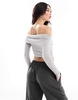 Bershka folded off the shoulder top in gray