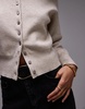 Topshop knitted compact fitted waist cardigan in oat