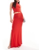 ASOS DESIGN slinky midi skirt with side splits in red - part of a set