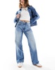 Bershka high rise 90s wide leg jeans in light washed blue