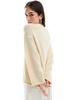 ASOS DESIGN loose knit v neck longline sweater in cream