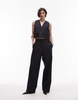ARKET mix and match pure wool tailored vest with wrap front in navy blue