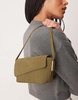 ASOS DESIGN suede asymmetric flap shoulder bag with strap hardware in khaki