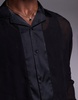 ASOS DESIGN oversized shirt with camp collar and embroidery in black