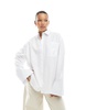 ASOS DESIGN poplin extreme cuff oversized shirt in white
