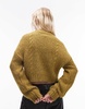 Topshop knit cropped fluffy cable cardigan in green