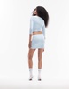 ASOS DESIGN slinky low rise micro mini skirt with split in blue, part of a set