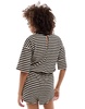 ASOS DESIGN short sleeve elastic tie waist romper in stripe