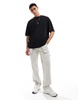 ADPT oversized t-shirt with birds back print in black