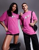 ASOS DESIGN Disney unisex oversized t-shirt with Alice in Wonderland prints in washed pink
