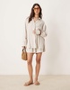 ASOS DESIGN Isabel mix & match linen blend oversized beach shirt in natural