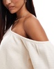 ASOS DESIGN one shoulder waffle knit top in ecru - part of a set