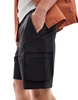 Bershka nylon cargo pocket shorts in black