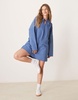 ASOS DESIGN poplin pintuck mini dress in blue