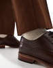 ASOS DESIGN brogue shoes in brown leather with natural sole and color details