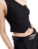 Bershka one shoulder tailored vest in black