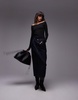 ARKET compact slinky compact knit top with off shoulder sweetheart neckline in black