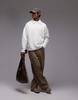 Topman oversized fit boucle polo in cream