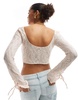 Bershka lace scoop neck top in pale pink