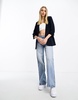 Pieces ruched sleeve blazer in navy