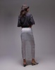 Topshop sheer crinkle midi skirt in silver
