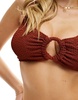 4th & Reckless riviera ring detail bikini top in rust crinkle