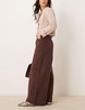 ASOS DESIGN wide leg pleated jean in brown tint