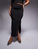 ASOS DESIGN Curve bandage midi skirt with seams in black - part of a set