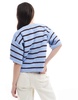 ASOS DESIGN knit short sleeve cardigan in stripe