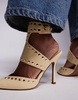 ASOS DESIGN Power studded high heeled shoes in buttermilk