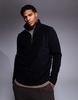 ASOS DESIGN quarter zip fleece sweatshirt in black
