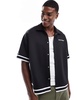 Bershka tipped sleeve shirt in black