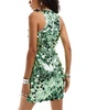 Amy Lynn Oceane racer neck mini dress in green disc sequin